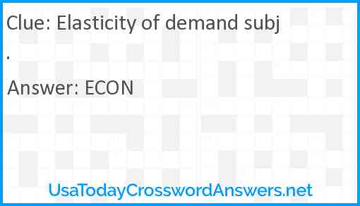 Elasticity of demand subj. Answer