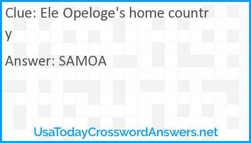 Ele Opeloge's home country Answer
