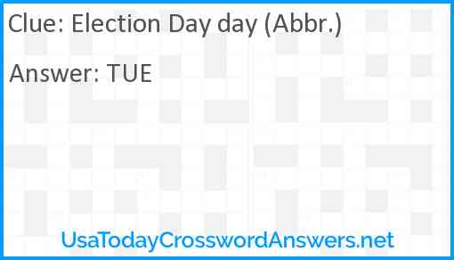 Election Day day (Abbr.) Answer