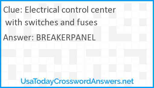 Electrical control center with switches and fuses Answer