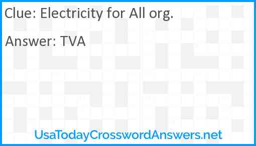 Electricity for All org. Answer