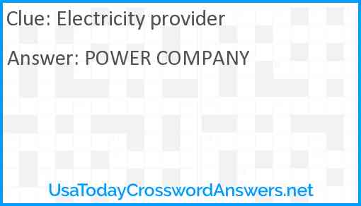 Electricity provider Answer