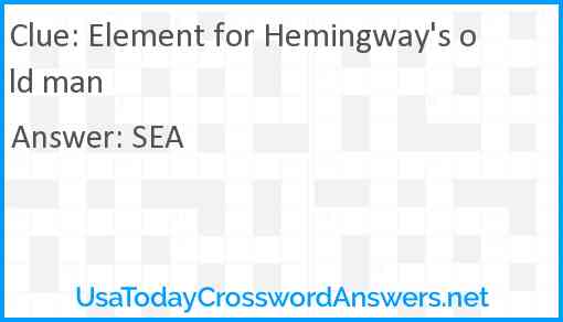 Element for Hemingway's old man Answer