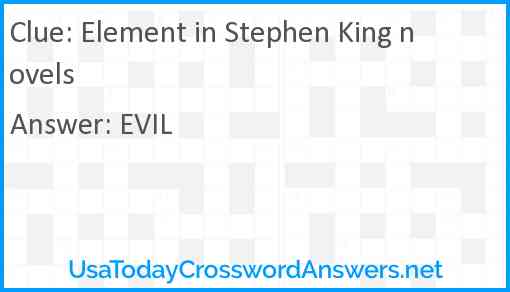 Element in Stephen King novels Answer