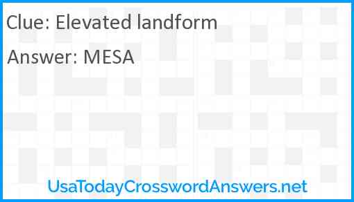 Elevated landform Answer