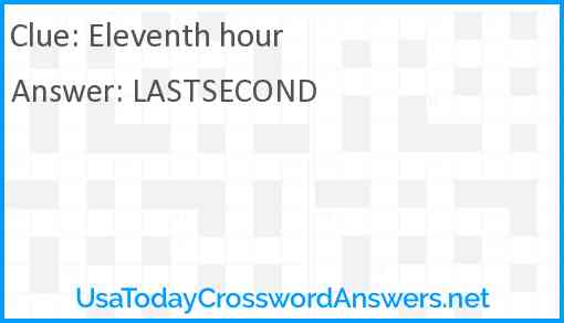 Eleventh hour Answer