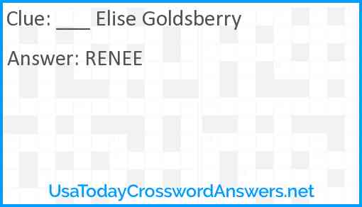 ___ Elise Goldsberry Answer