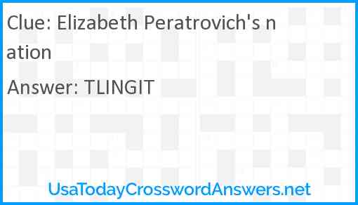 Elizabeth Peratrovich's nation Answer