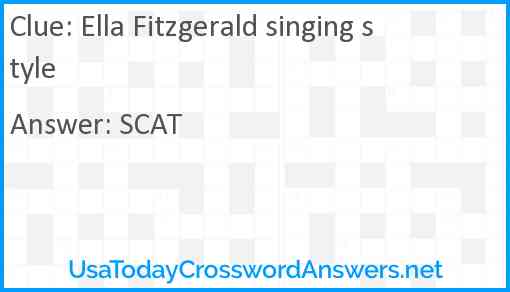 Ella Fitzgerald singing style Answer