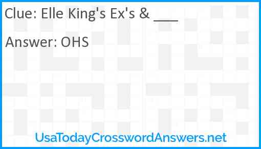 Elle King's Ex's & ___ Answer