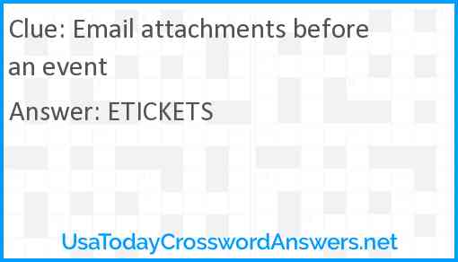Email attachments before an event Answer