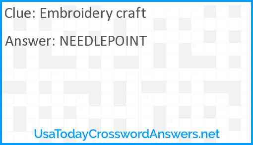 Embroidery craft Answer