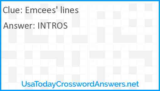Emcees' lines Answer