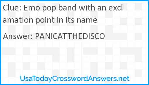 Emo pop band with an exclamation point in its name Answer