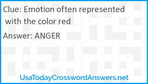Emotion often represented with the color red Answer