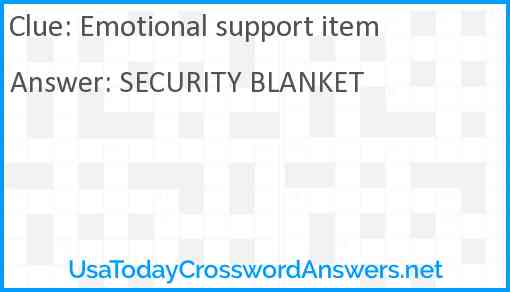 Emotional support item Answer