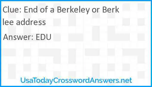 End of a Berkeley or Berklee address Answer