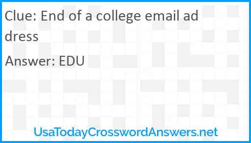 End of a college email address Answer