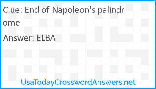 End of Napoleon's palindrome Answer