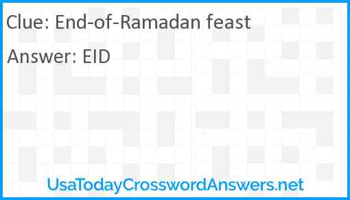 End-of-Ramadan feast Answer