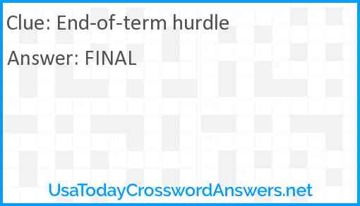 End-of-term hurdle Answer