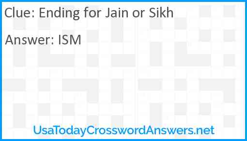 Ending for Jain or Sikh Answer