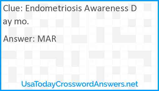 Endometriosis Awareness Day mo. Answer