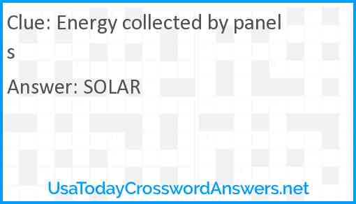 Energy collected by panels Answer