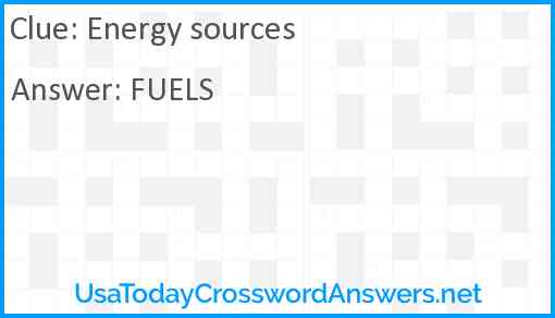 Energy sources Answer