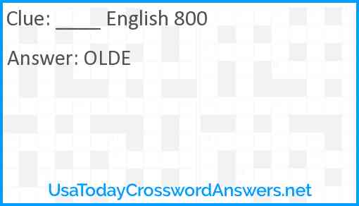 ____ English 800 Answer