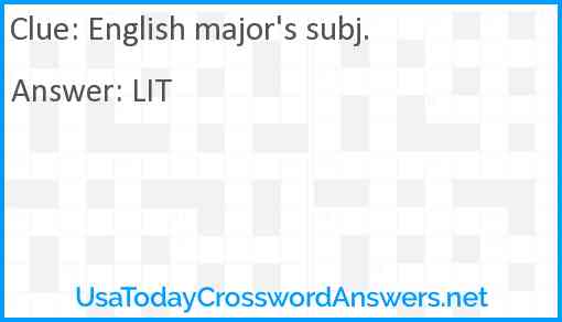 English major's subj. Answer