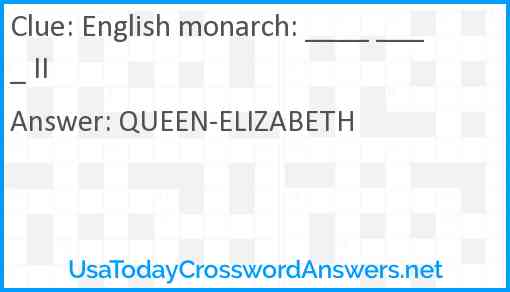 English monarch: ____ ____ II Answer