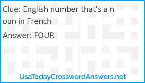 English number that's a noun in French Answer