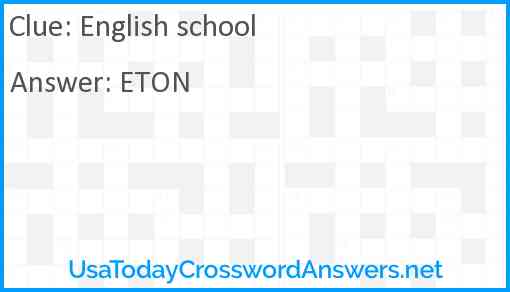 English school crossword clue UsaTodayCrosswordAnswers net