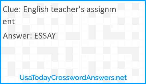 English teacher's assignment Answer