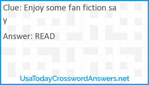 Enjoy some fan fiction say Answer