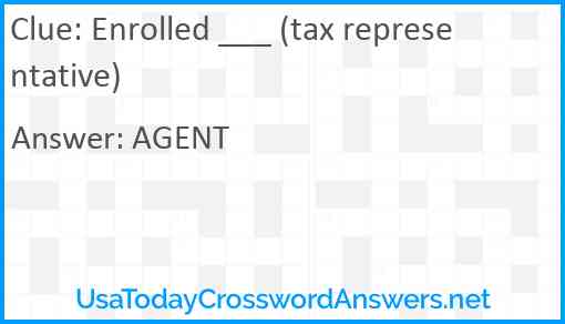 Enrolled ___ (tax representative) Answer