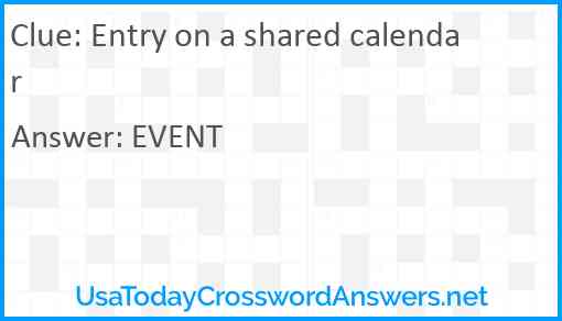 Entry on a shared calendar Answer