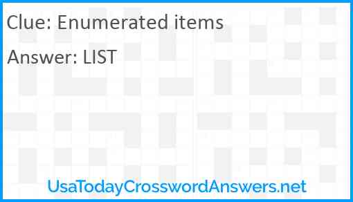 Enumerated items Answer