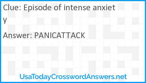 Episode of intense anxiety Answer