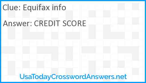 Equifax info Answer