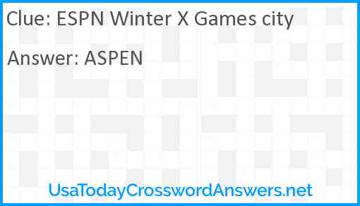 ESPN Winter X Games city Answer