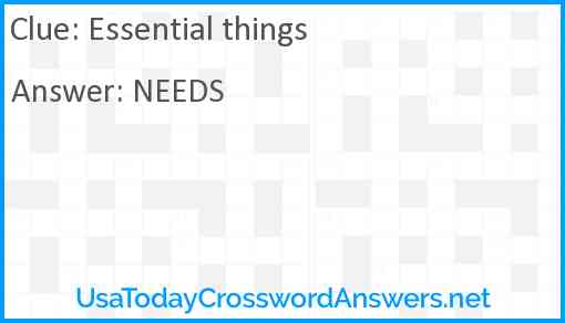 Essential things Answer