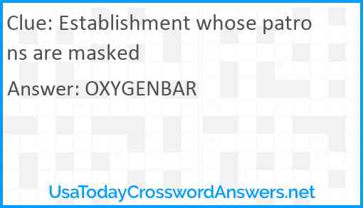 Establishment whose patrons are masked Answer