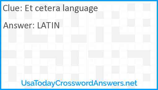 Et cetera language Answer