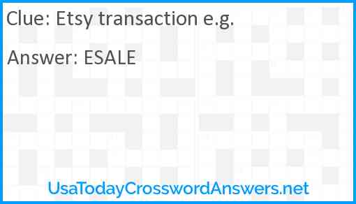 Etsy transaction e.g. Answer