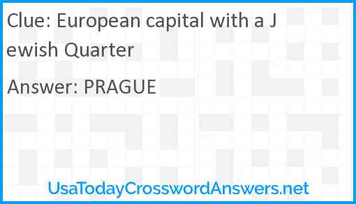 European capital with a Jewish Quarter Answer