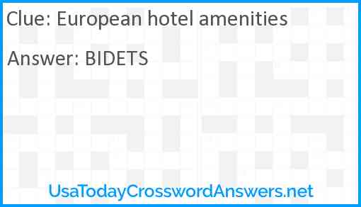 European hotel amenities Answer