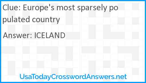 Europe's most sparsely populated country Answer