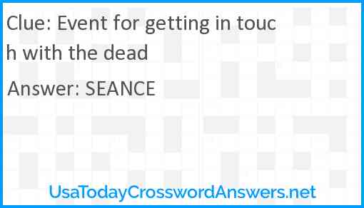 Event for getting in touch with the dead Answer